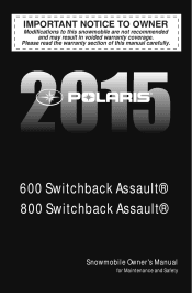 2015 Polaris 600 Switchback Assault Owners Manual