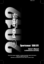 2012 Polaris Sportsman 800 EFI Owners Manual