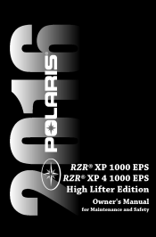 2016 Polaris RZR XP4 1000 EPS HIGH LIFTER Owners Manual