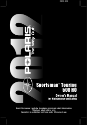 2012 Polaris Sportsman Touring 500 HO Owners Manual
