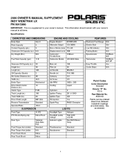 2000 Polaris Indy WideTrak LX Owners Manual