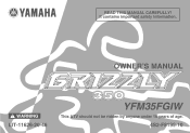 2007 Yamaha Motorsports Grizzly 350 Auto. 4x4 IRS Owners Manual