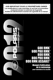 2012 Polaris 800 RMK Assault Owners Manual
